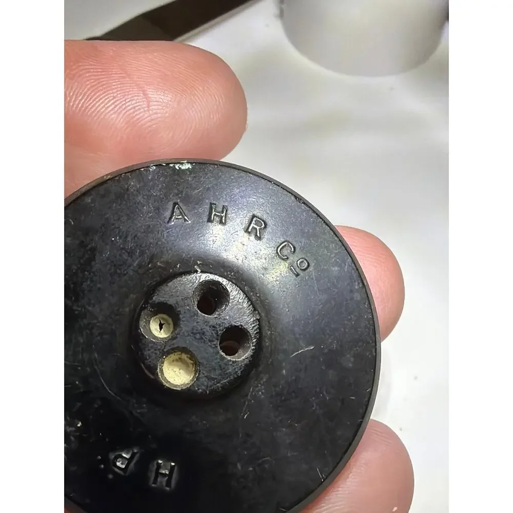 Vintage Black Anchor Nautical Button Metal Inlay Stars A W R Co Military Style